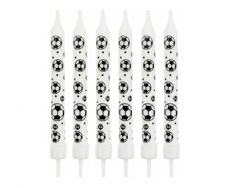 #SU Świeczki urodzinowe 6/6, "Piłki nożne (nadruk)" , z podstawkami