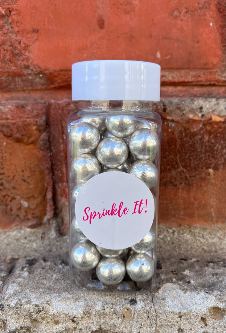 Posypka cukrowa Silver Bubbles 100 g Sprinkle It – opakowanie srebrnych kulek cukrowych