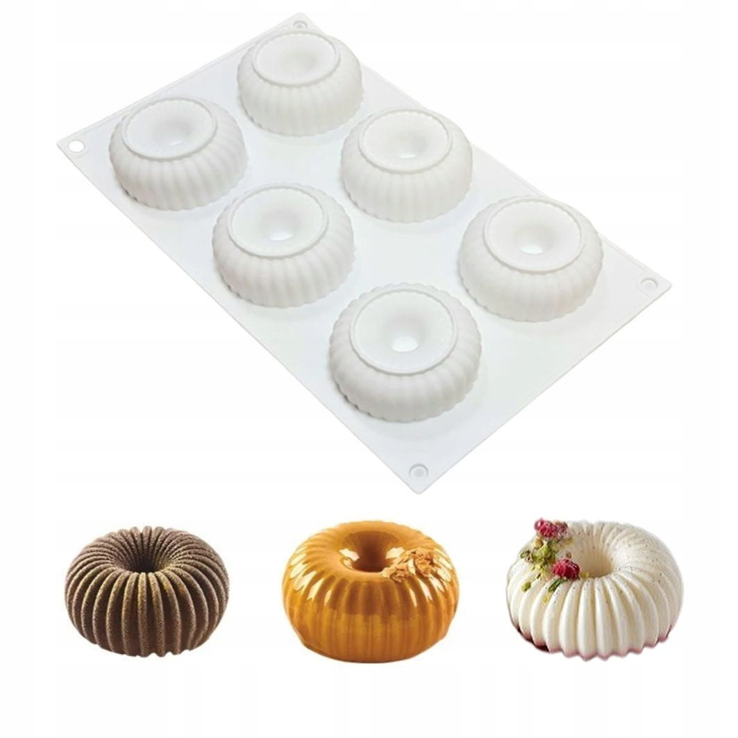 Forma silikonowa do monoporcji prążkowana 6 gniazd widok ogólny