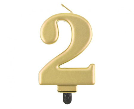 #SC11 Świeczka B&C cyferka 2, metalik złota, 8,0 cm