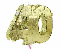 #PI Piniata cyfra „40”, metaliczna złota, foliowa, 50x40.5x8 cm, KK