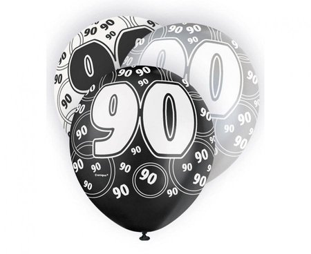 #BL Balon UQ 12" Glitz z nadr. 90, czarny miks, 6 szt.