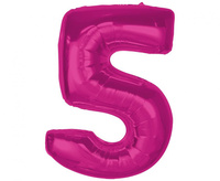#BFC36 Balon foliowy Smart, cyfra 5, różowa, 92 cm  KK