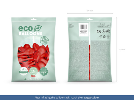 Balony Eco 26cm metalizowane, jasny czerwony (1 op. / 100 szt.)