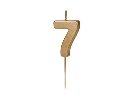 Świeczka urodzinowa Cyferka 7, 4.5 cm, złoty Party Deco
