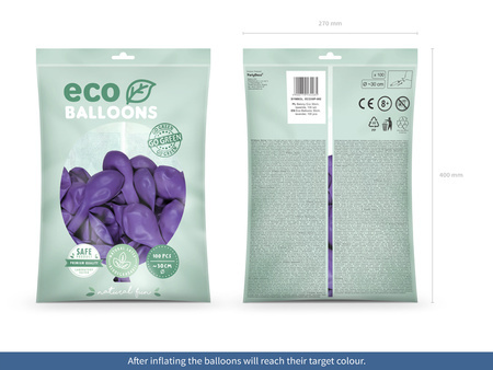 Balony Eco 30cm metalizowane, czerwony (1 op. / 100 szt.)