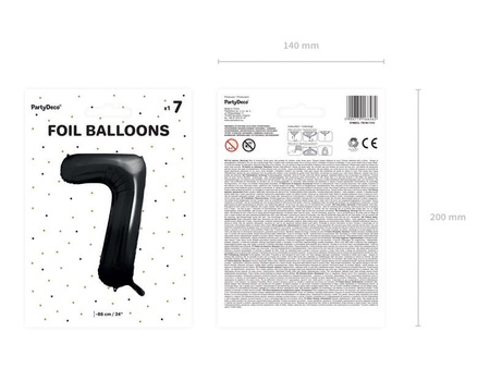 Balon foliowy Cyfra ''7'', 86cm, czarny Party Deco