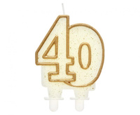 #SC2 Świeczka B&C cyferka "40", złoty kontur, 9 cm