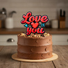 Topper na tort 16x11 cm SERCE LOVE YOU WALENTYNKI WZ.I