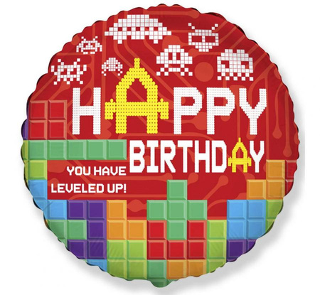 #BFK Balon foliowy 18" FX - Happy Birthday- BRICKS, niepakowany