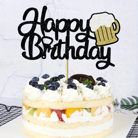 Papierowy topper na tort HAPPY BIRTHDAY KUFEL PIWA
