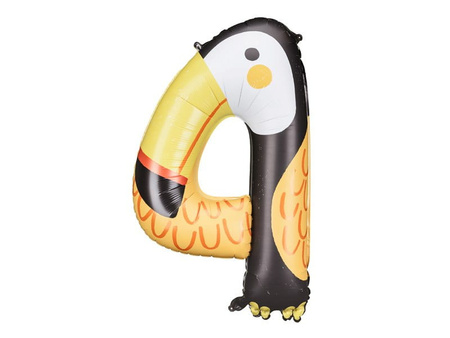 Balon urodzinowy Cyfra 4 - Tukan, 68x91 cm Party Deco