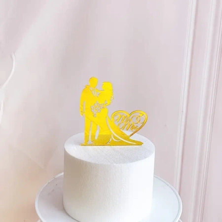 Akrylowy topper na tort weselny ślubny MR&MRS MŁODA PARA WZ.X