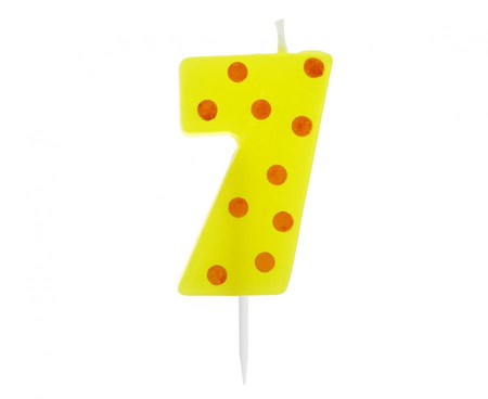 #SC15 Świeczka cyferka piker Grochy - 7, 6 cm KK