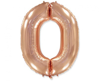 #BFK Balon foliowy FX - Number 0 różowo-złoty, 85 cm KK, niepakowany
