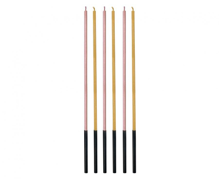 #SU Świeczki B&C metaliczne, róż/złoty, 3x3x170mm, 6 szt.
