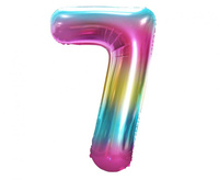 #BFC47 Balon foliowy B&C Cyfra 7, tęczowa, 85 cm  AA