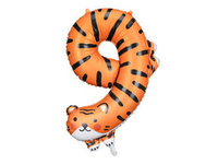 Balon urodzinowy Cyfra 9 - Tygrys, 64x87 cm Party Deco