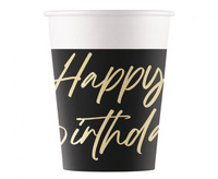 #ZKU Kubeczki papierowe Elegant Happy Birthday, Decorata, FSC, 200 ml, 8 szt.