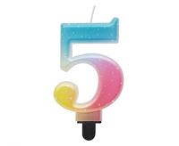 #SC13 Świeczka cyferka 5, ombre, pastelowa, 8 cm KK