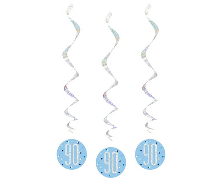 #DEI Dekoracja wisząca Glitz 90 , groszki, 81 cm, niebieska, 6 szt. KK