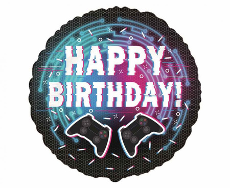 #BFK Balon foliowy 18" FX - Happy Birthday - Kontroler (Gamepad), pakowany