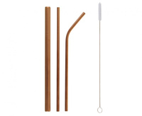 #ZSŁ Rurki metalowe, różowo-złote, shake, zagięta, prosta i szczoteczka