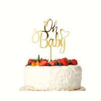 Akrylowy topper na tort OH BABY 15x10 cm Gender reval Baby Shower