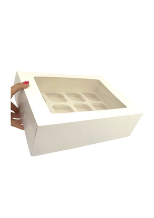 Pudełko na 12 muffinek muffiny 33x24x10 cm BIAŁE