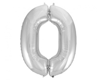 #BFC51 Balon foliowy B&C Cyfra 0, srebrna, 92 cm AA