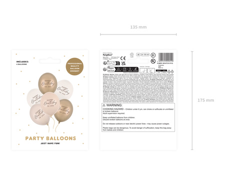 Balony foliowe Tęcza z frędzlami, 38x41 cm, mix (1 op. / 3 szt.)