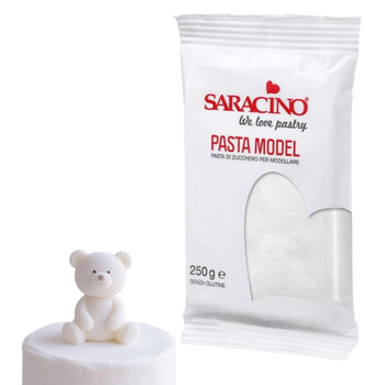 Lukier plastyczny masa cukrowa do modelowania figurek na tort BIAŁA 250g Saracino