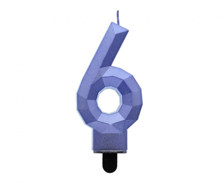 #SC19 Świeczka cyferka 6 - Diament, metalik ciemnoniebieski, 7.6 cm KK