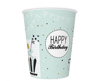 #ZKU Kubeczki pap. Mint and Happy B-day, 250 ml, 8 szt.