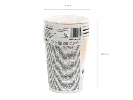 Kubeczki, srebrny, 220ml (1 op. / 6 szt.)