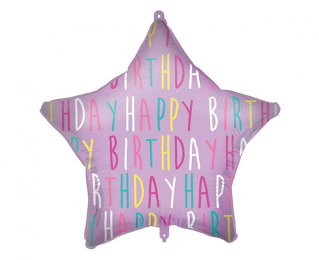 #BFK Balon foliowy 18" Happy Birthday Purple Star Decorata