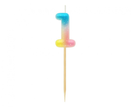 #SC14 Świeczka piker cyferka 1, ombre, pastelowa KK