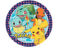 #ZTA Talerzyki papierowe Pokemon, okrągłe 23 cm, 8 szt.