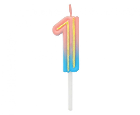 #SC22 Świeczka cyferka B&C Neon 1, 44x20x12mm, 1 szt.