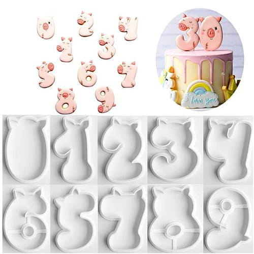 Zestaw foremek cyfry zwierzaki 0-9 7,5 cm w opakowaniu gotowy do użycia