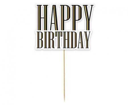 #DETO Dekoracja pap. na tort B&G Party - Happy Birthday, napis, 13 cm
