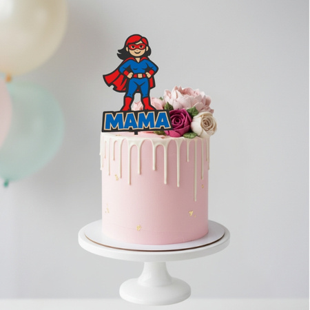 Topper na tort 16x6,5 cm SUPER MAMA DZIEŃ MAMY WZ.I