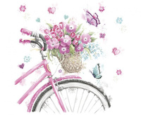 #ZSE Serwetki pap. Pink Bicycle with Basket, 33x33 cm, 20 szt.