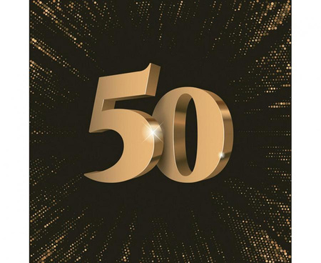 #ZSE Serwetki papierowe 50th 3D Birthday, 33 x 33 cm,  20 szt.