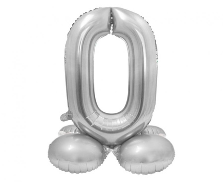 #BFC59 Balon foliowy Smart, Cyfra stojąca 0, srebrna, 72 cm KK