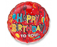 #BFK Balon foliowy 18" FX - Happy Birthday (tasiemki), niepakowany