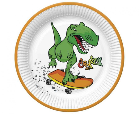 #ZTA Talerzyki papierowe Crazy Dino, 18 cm,  8 szt.