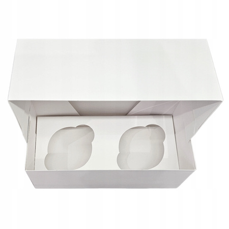 Pudełko na 2 muffinki babeczki 18x9x7 cm BIAŁE  