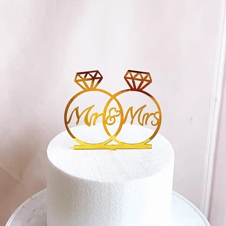 Akrylowy topper na tort weselny ślubny MR&MRS MŁODA PARA WZ.VII