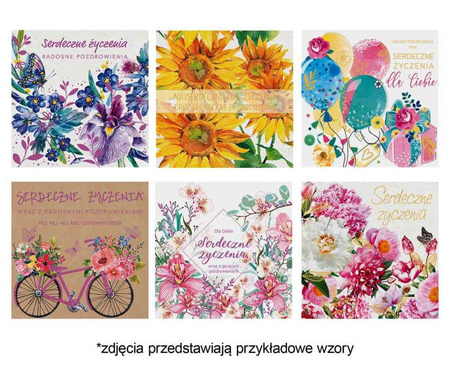 #ZK Laurka kwadrat LKW 150x150 Ogólne serdeczne życzenia zest. 599 Grafika - Akwarela, Kobiece, Kwiaty